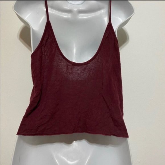 🎈4 for $40🎈Brandy Melville Maroon Strappy cotton blend Sonya Crop Tank - Picture 5 of 7